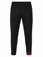 Black pants with a red and black Mayhem Performance logo on a white background