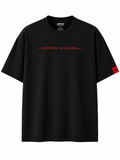 A black short-sleeve crewneck t-shirt with 'CONTROL THE CHAOS' printed in red across the chest, featuring a small red square logo patch on the left sleeve.
